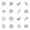 Car parts line icons set