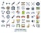 Car parts, service and repair filled line icon set