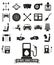 Car parts, service and repair glyph icon set