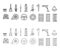 Car parts vector icons. Isometric outline pictograms