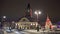 Car and people moving fast in Brasov downtown, timelapse, Christmas winter tale city, Transylvania, Romania