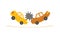 Car and pickup truck were accident in serious collisions. cartoon illustration vector on white background. Car accident concept