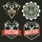 Car piston emblem set, autoservices repair related logo, emblem