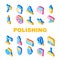 Car Polishing Tool Collection Icons Set Vector