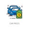 Car prices line icon, dealership and auto dealer