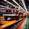 Car production manufacturing industry on automated robotic assembly line