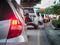 Car queue in the bad traffic road