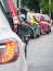 Car queue in the bad traffic road