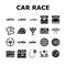 car race vehicle speed auto icons set vector