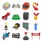 Car racing cartoon icons set