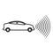 Car radio signals sensor smart technology autopilot front direction contour outline line icon black color vector illustration