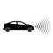 Car radio signals sensor smart technology autopilot front direction icon black color vector illustration image flat style
