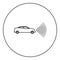 Car radio signals sensor smart technology autopilot front direction icon in circle round black color vector illustration image