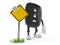 Car remote key character with blank road sign