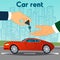 Car Rent. Hand Passing Car Keys