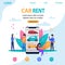 Car Rent Landing Page. Flat Person Illustration.