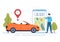 Car Rental, Booking Reservation and Sharing using Service Mobile Application with Route or Points Location in Illustration