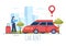 Car Rental, Booking Reservation and Sharing using Service Mobile Application with Route or Points Location in Illustration