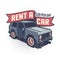 Car rental retro logo with SUV