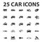 Car, repair 25 black simple icons set for web