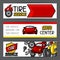 Car repair banners design with service objects and items