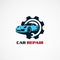 Car repair service with circle gear logo vector, icon, element, and template for company
