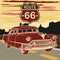 Car Retro Vintage Vehicle on U.S. Route 66 Vector Illustration