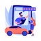 Car review video abstract concept vector illustration.