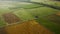 The car rides along the fields at dawn mountains europe harvest