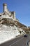 Car on the road near the Penafiel Castle