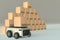 Car Robot transports truck Box with AI interface Object for manufacturing industry technology Product export and import of future