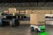 Car Robot transports truck Box with AI interface Object for manufacturing industry technology Product export and import of future