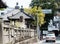 Car running along the narrow street beside Dainichiji, temple number 13 of Shikoku pilgrimage