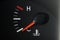 The car`s coolant temperature indicator on the dashboard, a little color, shows the minimum temperature.