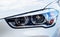 Car\\\'s exterior details. Close up detail LED headlights on a modern car