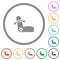 Car seat adjustment flat icons with outlines