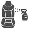 Car seat, spray, chemical cleaning solid icon, cleaning concept, convertible seat wash vector sign on white background