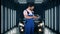 Car service concept. Car-care with male technician writing a report