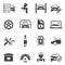 Car service icon set, transport industry and equipment