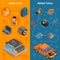 Car Service Isometric Vertical Banner Set