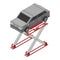 Car on service lift icon, isometric style