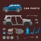 Car service parts flat auto mechanic repair of machines and equipment vector illustration