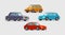 Car set of icons. Vehicle, transport, parking, garage concept.