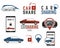 Car share logo designs set. Car Sharing concepts. Collective usage of cars via web application. Carsharing icons