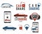 Car share logo designs set. Car Sharing vector concepts. Collective usage of cars via web application. Carsharing icons