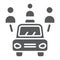 Car sharing glyph icon, auto and people, automobile sign, vector graphics, a solid pattern on a white background.