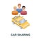 Car Sharing icon. 3d illustration from smart city collection. Creative Car Sharing 3d icon for web design, templates