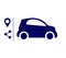 Car sharing icon.Abstract design concept with car station located and car shared pin vector illustration.Automobile on city street