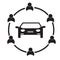 Car sharing icon on white background. carsharing sign. carpooling symbol. flat style