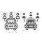 Car sharing line and glyph icon, auto and people, automobile sign, vector graphics, a linear pattern on a white